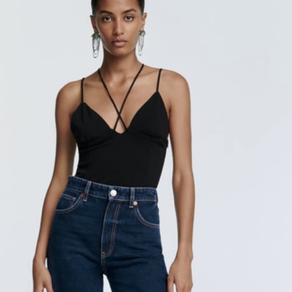 Zara Strappy Bodysuit Black S